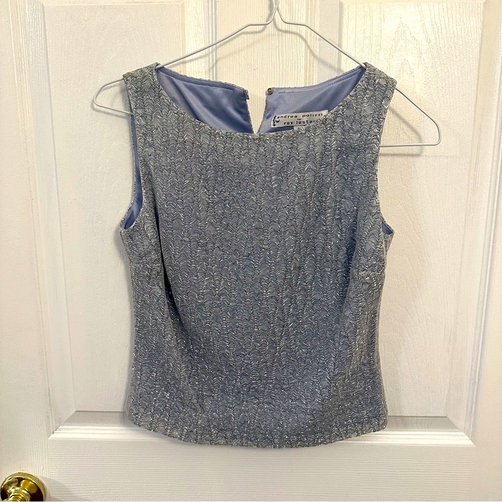 Andrea Polizzi for Rex Lester Elegant Silver Textured Top